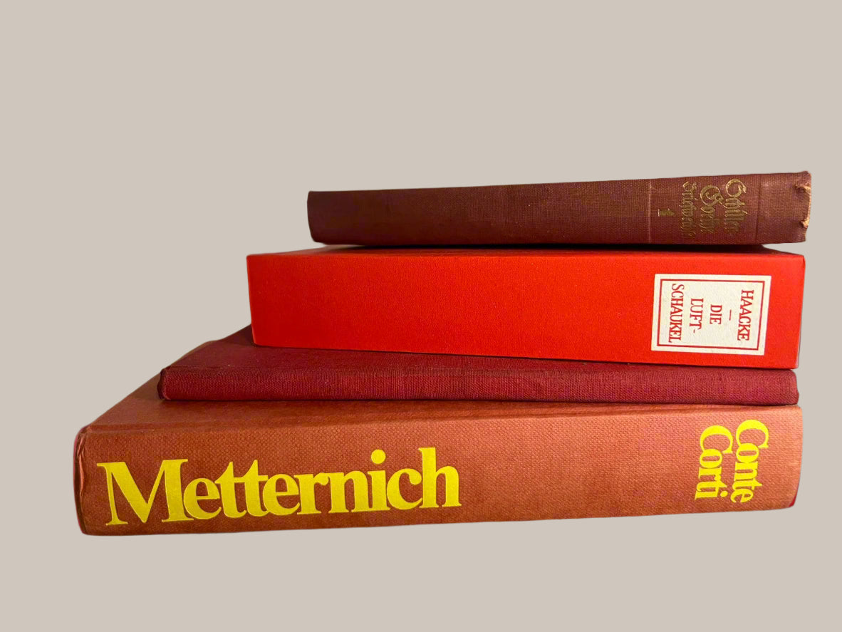 Set of 4 Antique Books – Rustic Reds