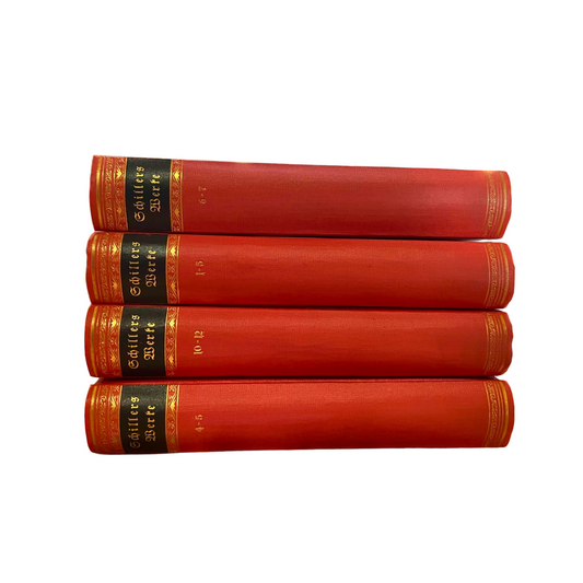 Set of 4 Antique Books - Bright/Red