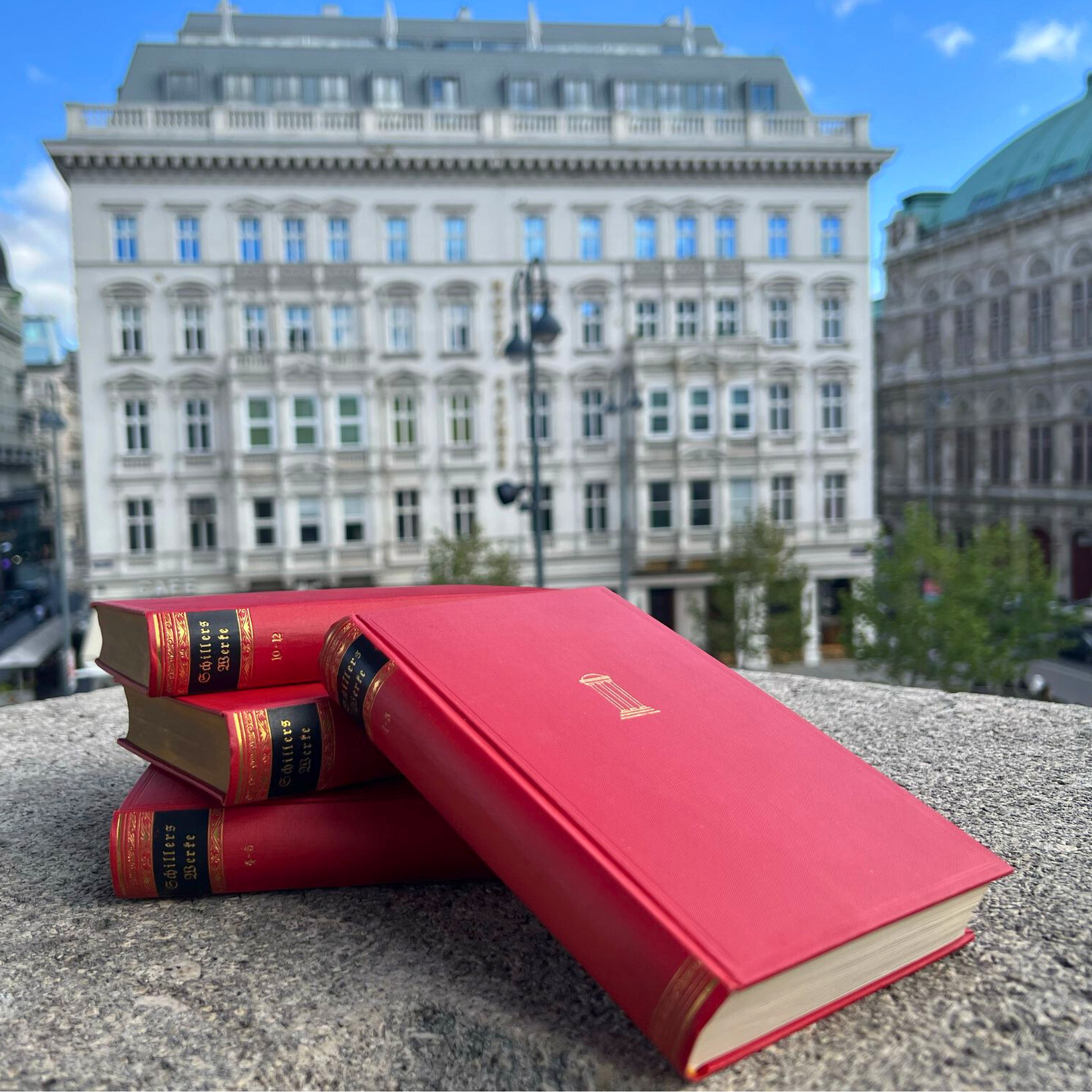 Set of 4 Antique Books - Bright/Red