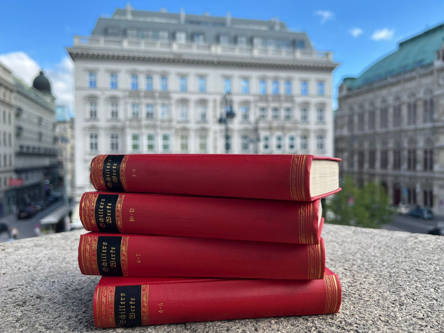 Set of 4 Antique Books - Bright/Red